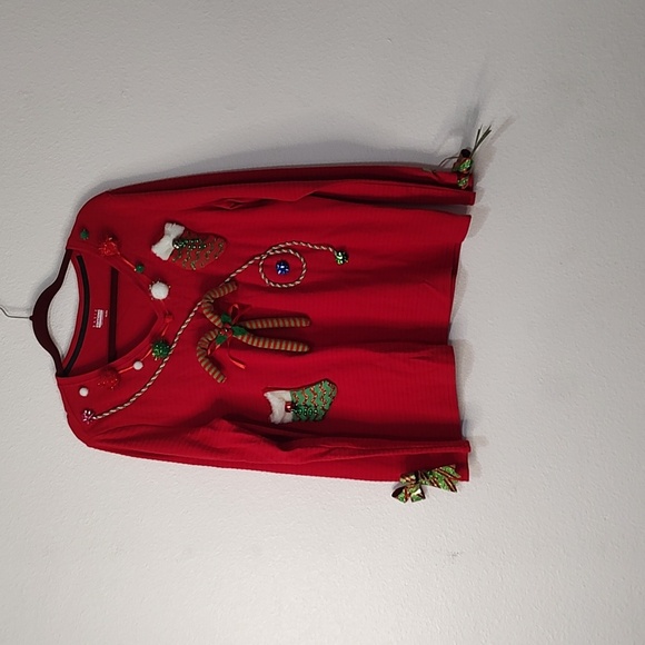 Basic Edition Embellished Ugly Christmas Top Size XL - Picture 1 of 7